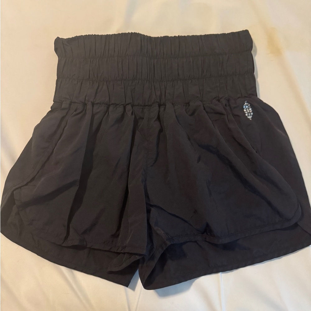 Black High Waist Athletic Shorts with Elastic Waistband